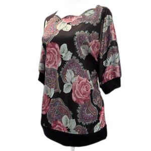 Vintage Blair Rose Scalloped 1/2 Sleeve Blouse Size Large